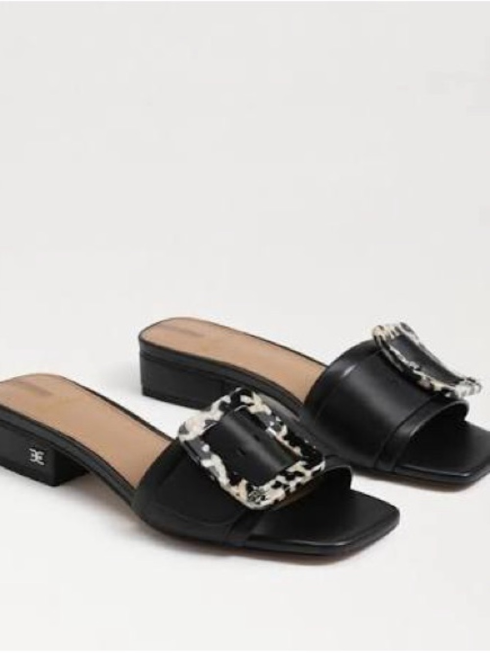 Sam Edelman Black Deacon Slide Sandal with Patterned Buckle
